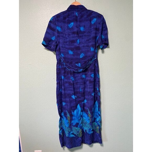 Vintage Dress Barn Women's Blue Floral Dress Size 12 - Picture 2 of 9